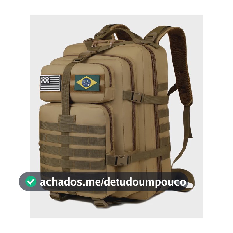 Mochila Tática Impermeável 50l Xiaobang Militar Marrom-claro Zíper Liso