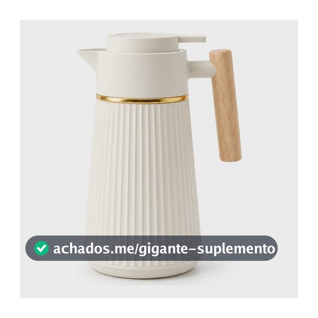 Garrafa Térmica Nórdica Café 1l Cabo Madeira Luxo Mesa Posta Creme