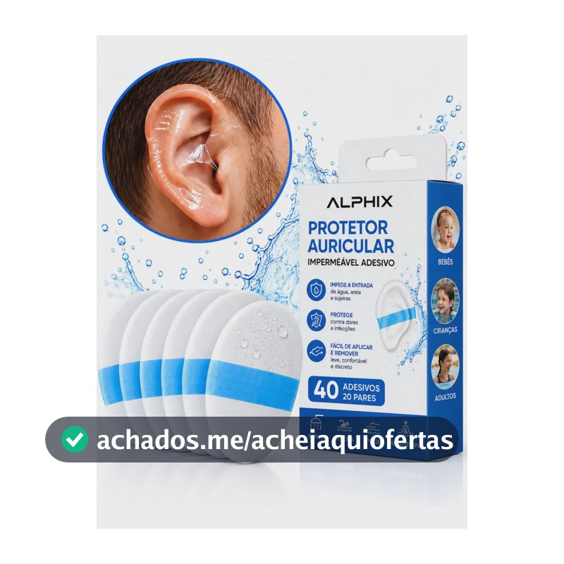 Kit 40pcs Protetor Auricular Orelha Ouvido Adesivo Impermeável para Natação e Banho Contra Agua – para Bebê, Criança e Adulto – Transparente