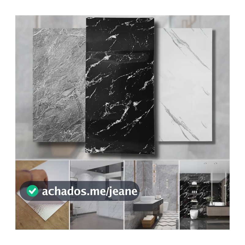 Kit 10 Painel 3d Mármore Parede Autocolante 60 X 30 Pdeals Cor Preto Onix