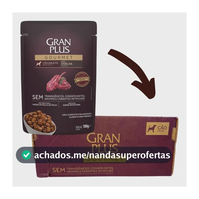 Ração Úmida Sachê Ovelha Cães Adultos 100g Cx 18un Granplus