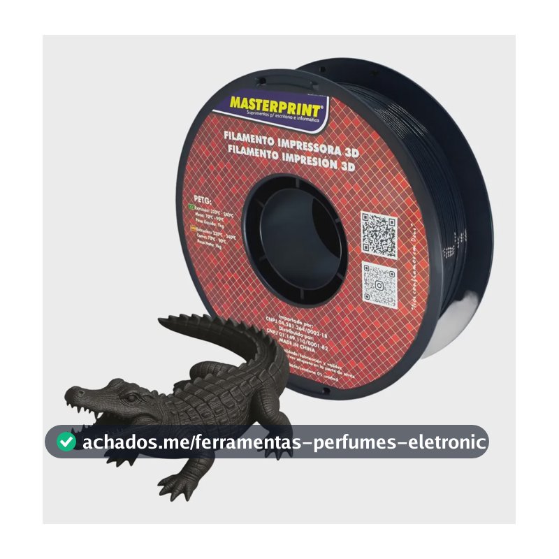 Filamento Impressora 3d Masterprint Petg 1.75mm 1kg Preto