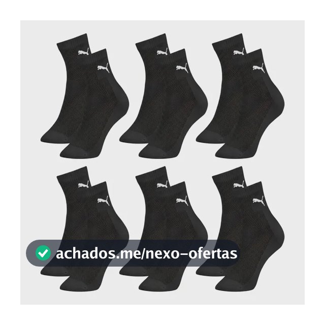 6 Pares Meias Puma Cano Médio Alto Atoalhada Academia Sport