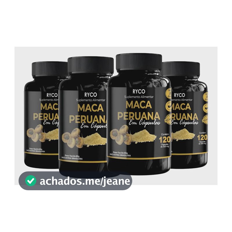4x Maca Peruana 120 Cápsulas Original- Envio Já Sem Sabor