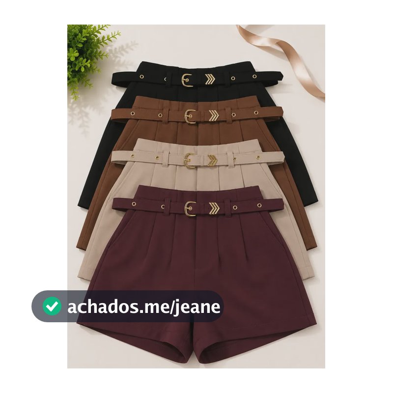 Kit 4 Short Feminino Social Cintura Alta P M G Gg Preto-marrom-bege-vinho Liso G
