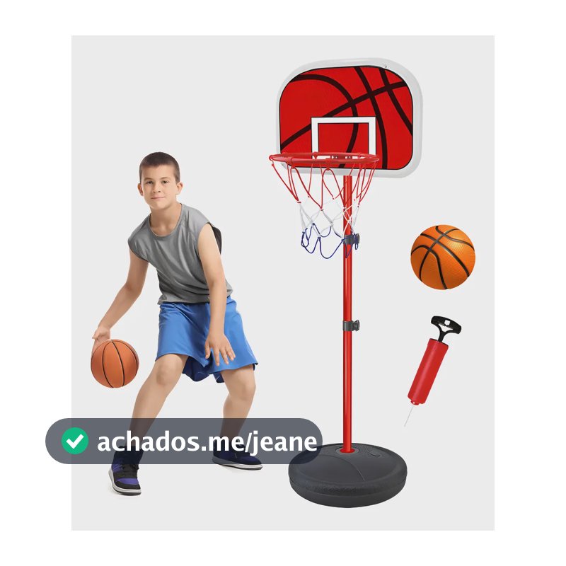 Cesta Basquete Infantil Ajustável com Bola Enchedor 139cm