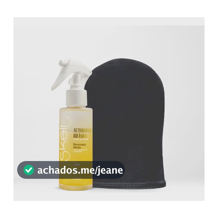 Kit Skelt Autobronzeador Bifásico Médio 120ml + Luva De Veludo Aplicadora De Autobronzeador