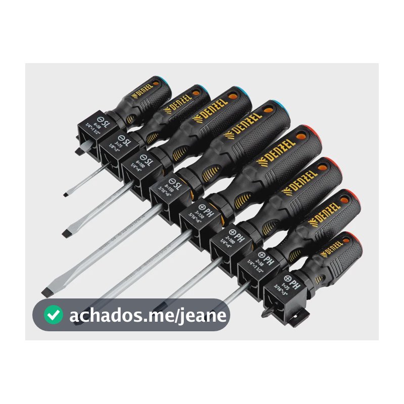 Jogo De Chaves Fenda/phillips Ph + Sl Crv 8 Pcs// Denzel