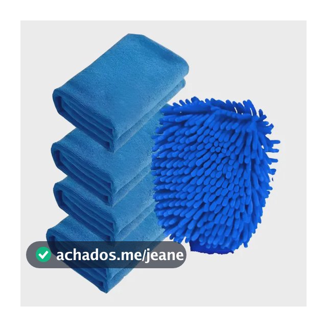 4 Toalha Pano De Microfibra Automotivo + Luva Microfibra Azul