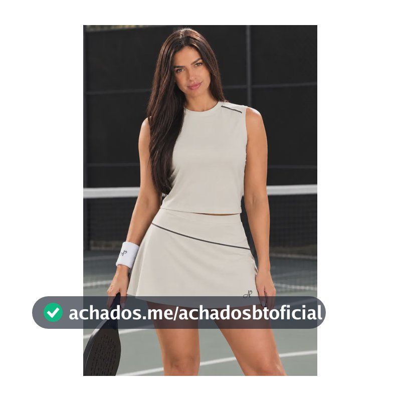 Conjunto  Feminino Short Saia E Blusa Padel Beach Tennis Off White G