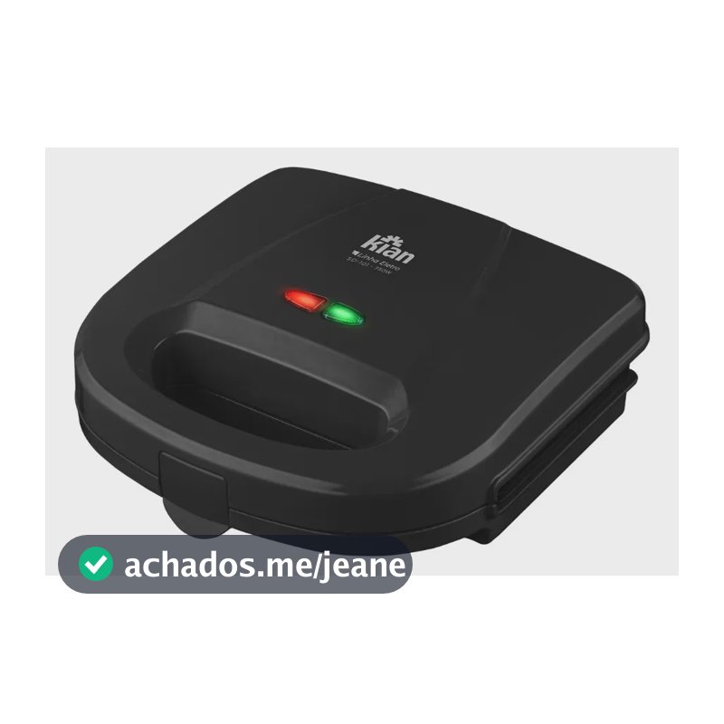 Sanduicheira Grill 2 Em 1 Kian Preta Elétrica 750w Cor Preto,Seu Mixto Quente Ultra Rápido, e Outros Petiscos