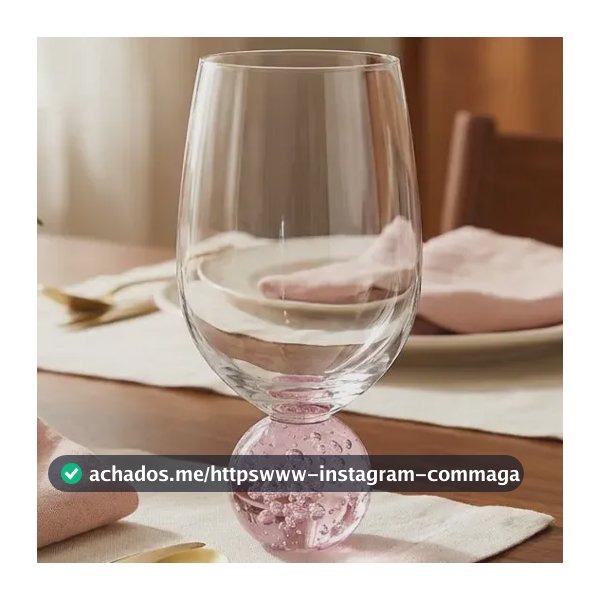 Kit 6 Taças Vidro Transparente Base Esfera Bubble 400ml Rosa-claro