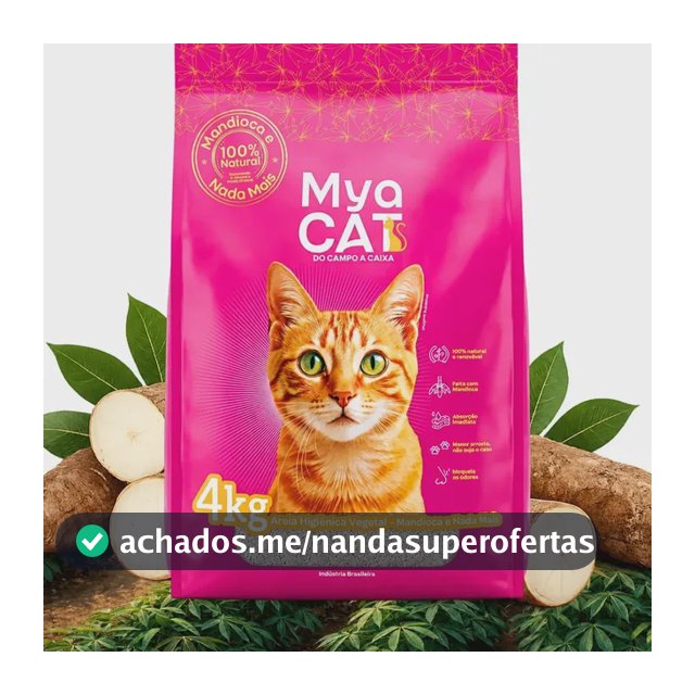 Areia Mandioca Gatos Sanitária Higiênica Biodegradável 4kg
