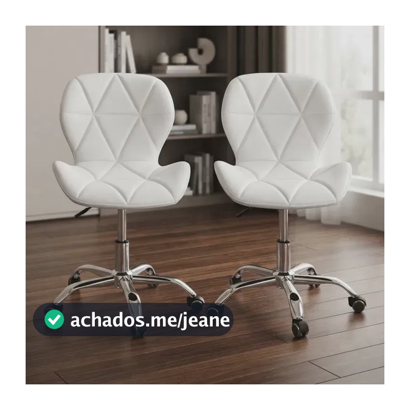Kit 2 Cadeiras Eiffel Slim Office Escritorio Giratoria Top Cor Branco Material do estofamento Couro sintético