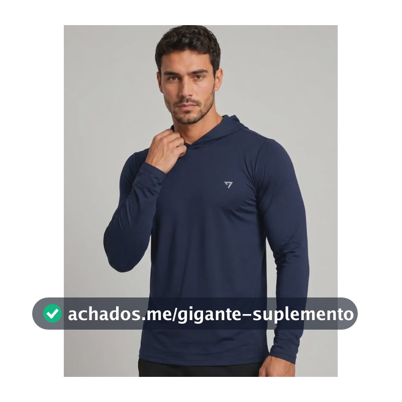 Camisa Térmica Manga Longa Com Capuz Proteção Solar Uv50+ Azul-marinho Azul G