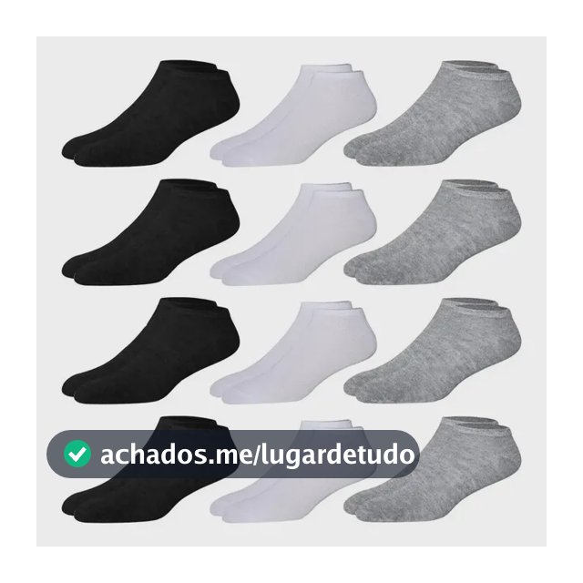 Kit 12 Pares Meia Soquete Cano Curto Preto 38 Ao 44 Premium