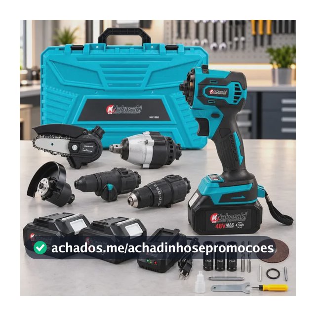 Kit Ferramentas 5 Em 1 Brushless 48v 2 Baterias Maleta