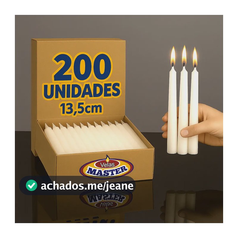 200 Vela Palito Branca 13,5cm Parafina 100% Pura Atacado Branco Padrão Nenhuma