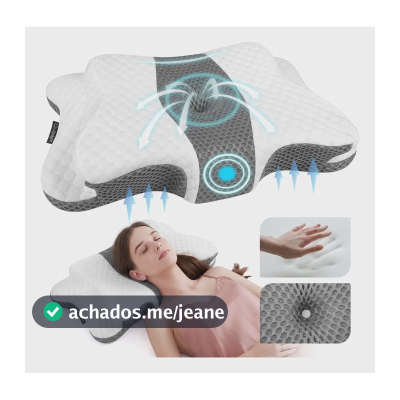 Travesseiro Nasa Cervical Ortopédico Coluna Inteligente Ergonômico Alivio Dores Sono Relax