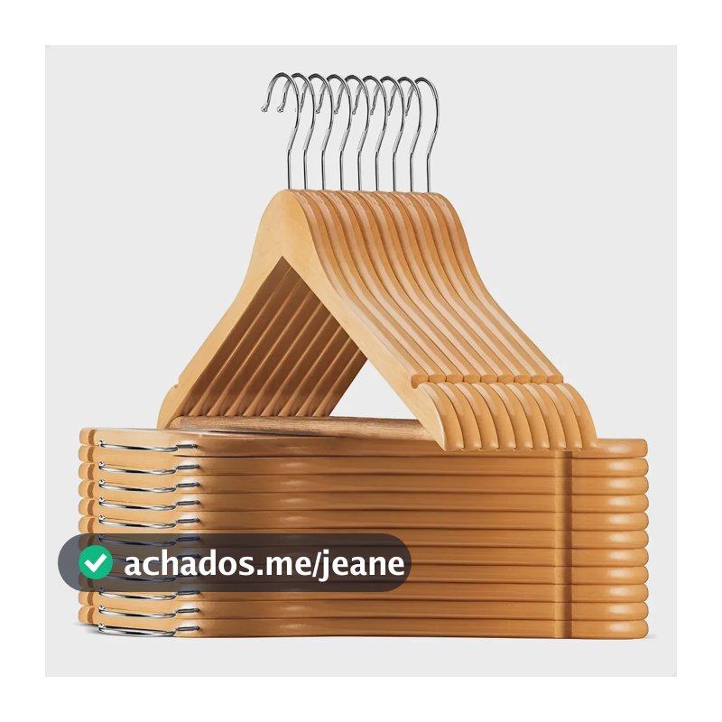 Kit Cabide De Madeira De Roupa Calça Adulto 10 Unidades