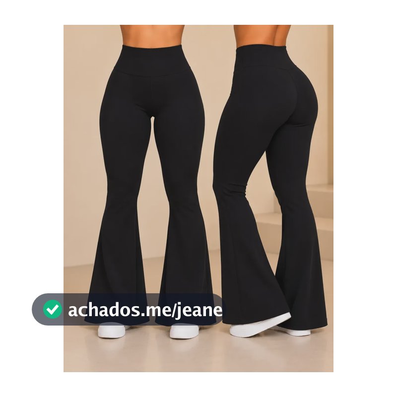 Kit 2 Calça Legging Flare Feminina Bailarina Boca De Sino Preto Liso M