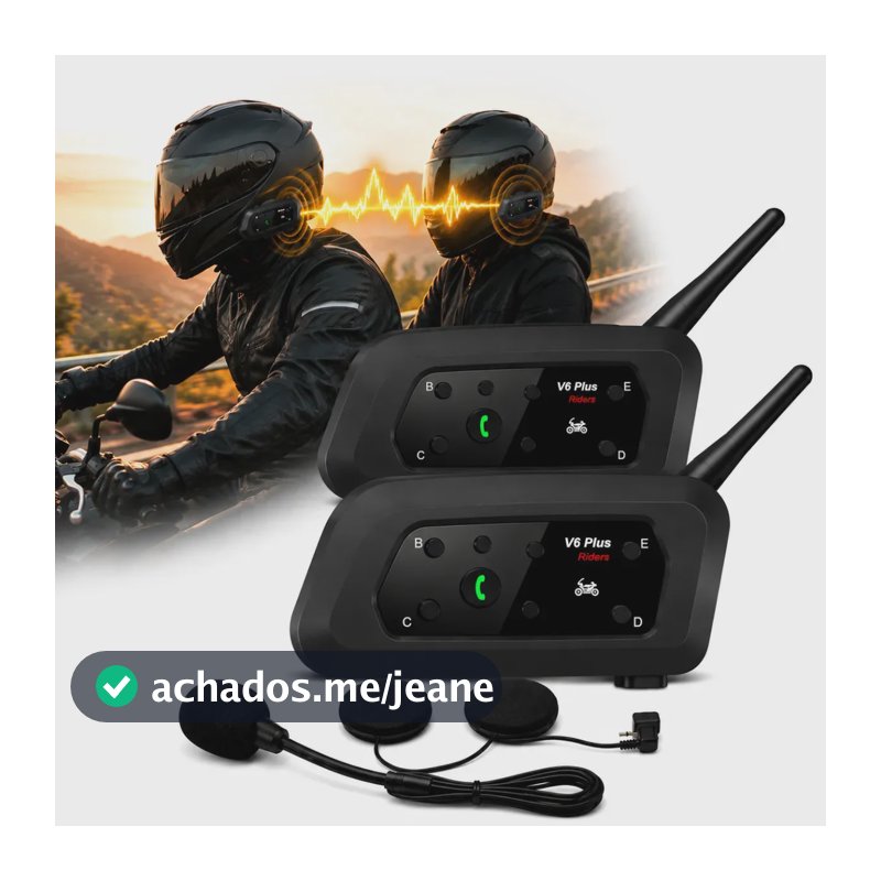 Intercomunicador Para Capacete V6 Plus Kit Fone De Ouvido Bluetooth Moto Comunicador Simultâneo, Música, Gps, Chamadas, Alta Potência Antek