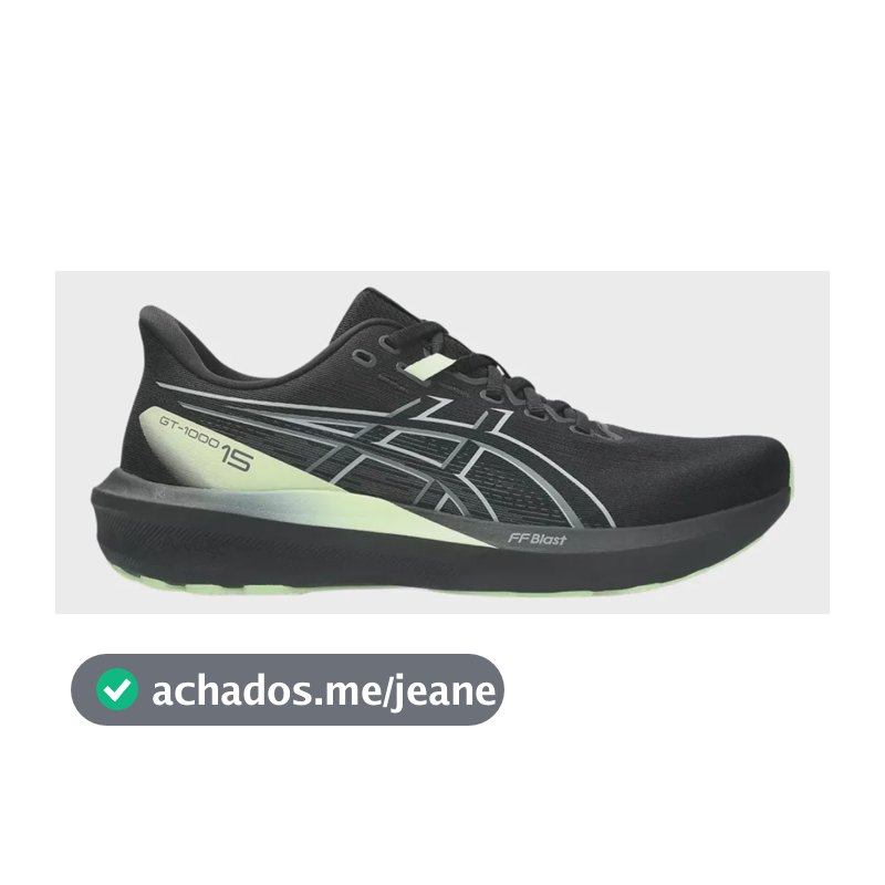 Tênis Masculino Asics Gt-1000 15 - Corrida Preto/verde Claro Lisa 42