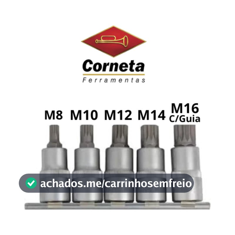 Jogo Soquete Bits Multidentado 1/2pol Com 5 Peças Corneta