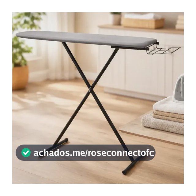 Tabua De Passar Roupa Reforçada Com Porta Ferro 3 Alturas Cor Preto Liso