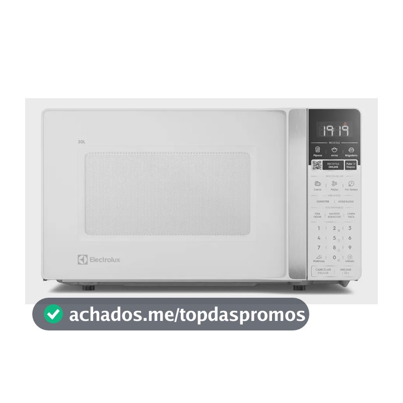 Micro-ondas Electrolux Efficient 20L Branco Função Descongelar e Receitas Pré-Programadas (ME20B)