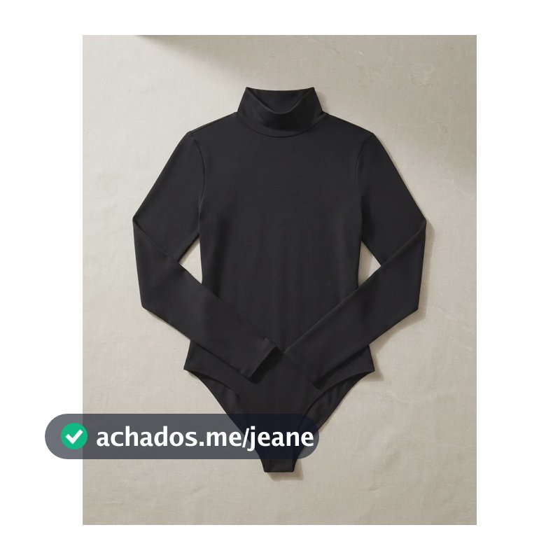 Body Feminino Collant Gola Alta Manga Longa Com Fecho  Preto Gg