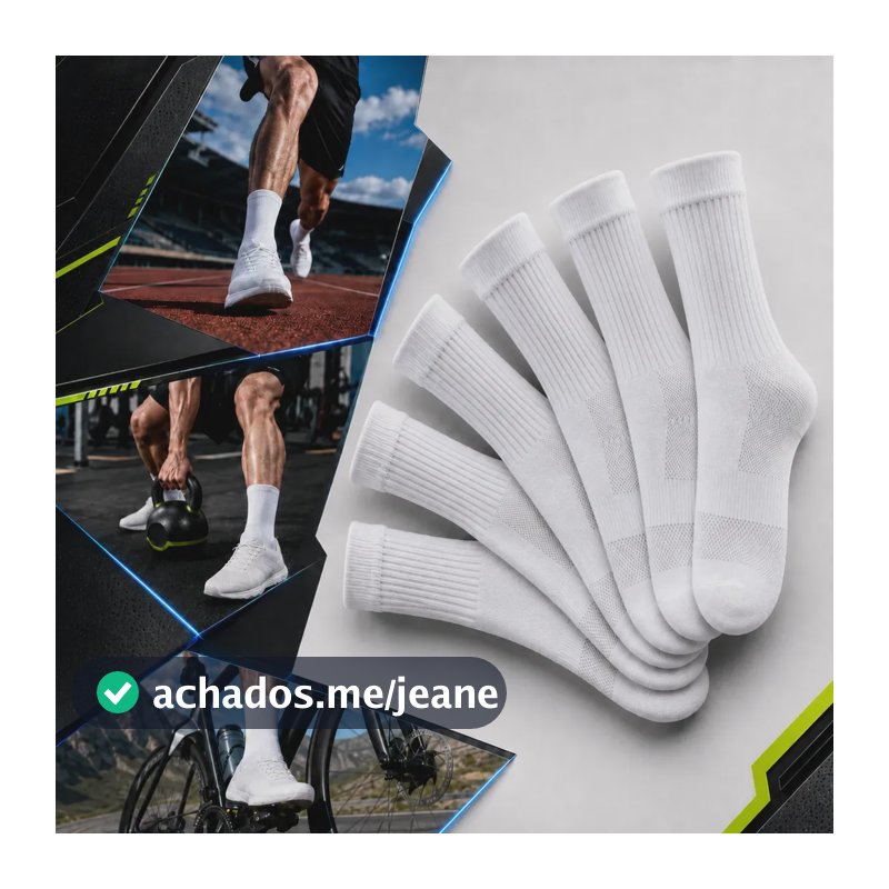 Kit 3 Pares Meias Poliamida Esportiva Corrida Bike Academia Branco Lisa 35-44