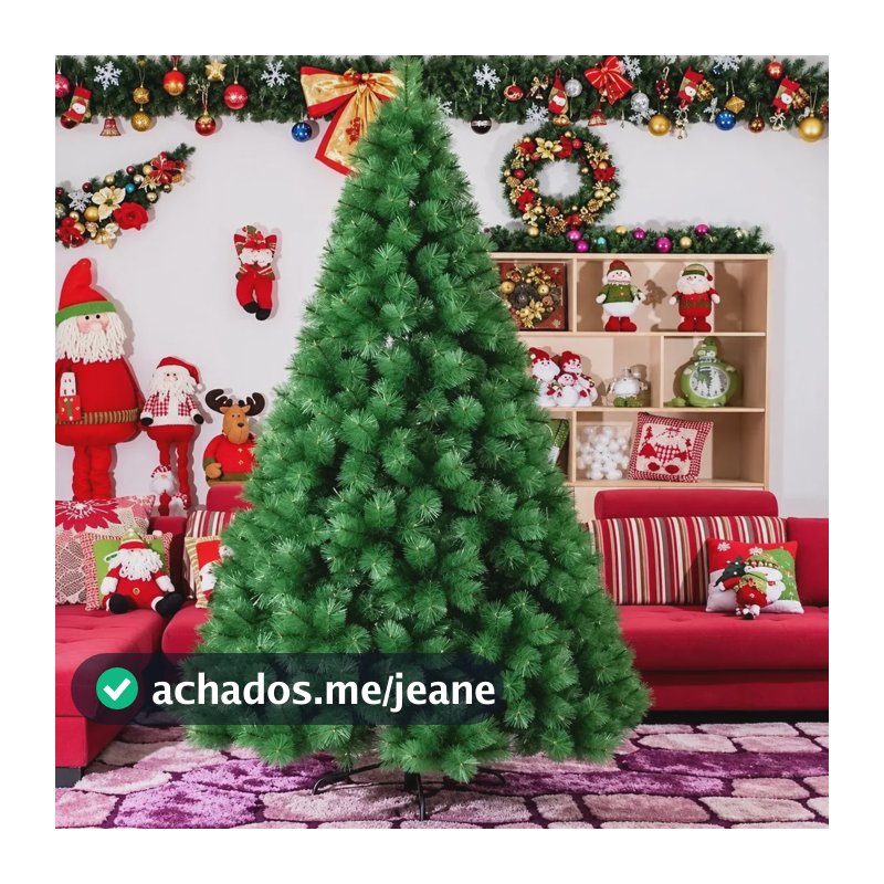 Árvore De Natal Pompom 577 Galhos 2.10m Luxo Grande Cheia - Verde