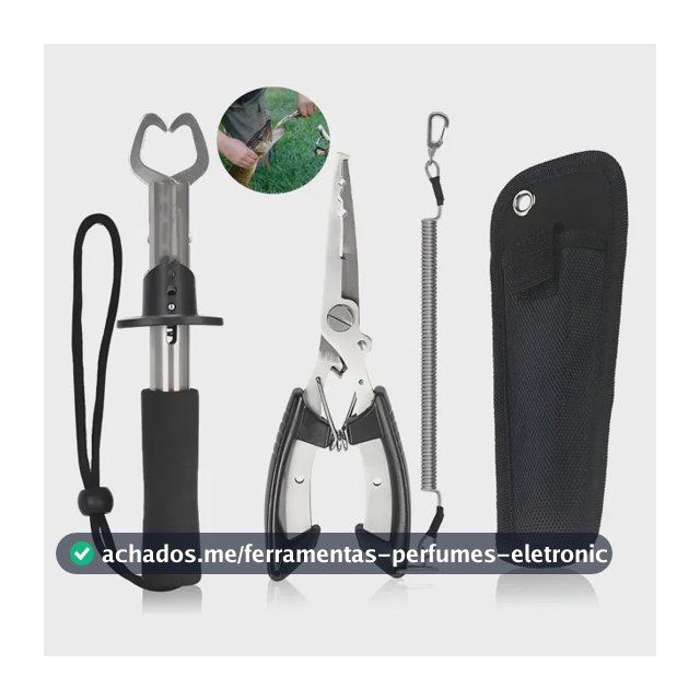Kit Pesca Alicate Contenção Peixe + Alicate Bico Saca Preto