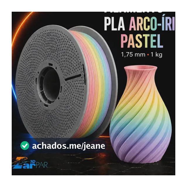 Filamento Pla Impressora 3d Com 1.75mm Sem Entupimento Flexivel 1kg Impressão Premium Arco Íris Pastel Rainbow