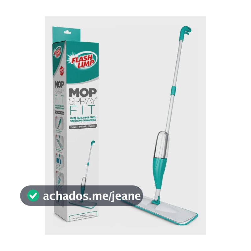 Mop Spray Fit Microfibra Verde Reservatório 365ml Flash Limp
