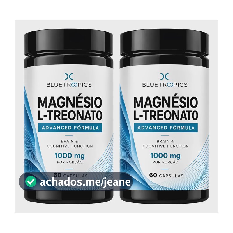Kit 2x Magnésio L-treonato Suplemento Puro 1000mg 60 Caps Sem Sabor