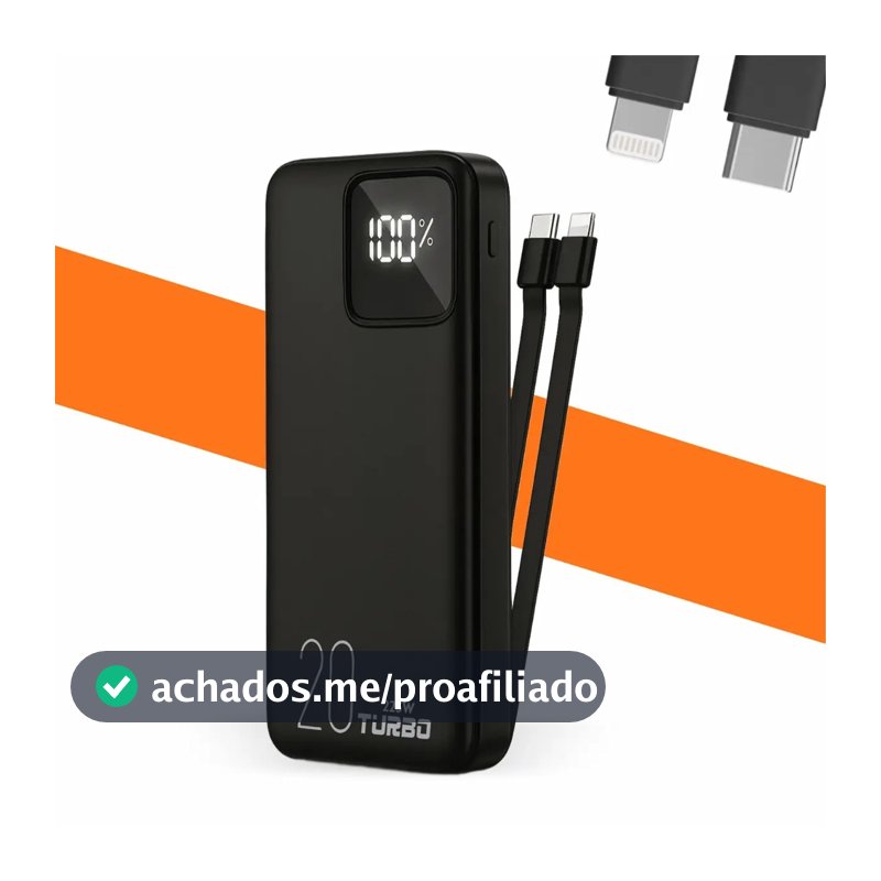 Power Bank Casenn 20000mAh Turbo USB-C para iPhone e Samsung