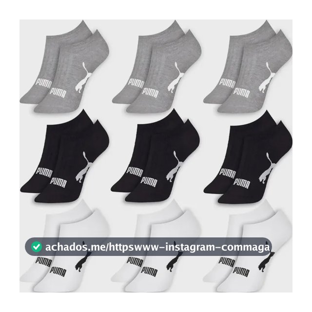 Kit 9 Pares Meias Puma Sapatilha Soquete Invisível Original