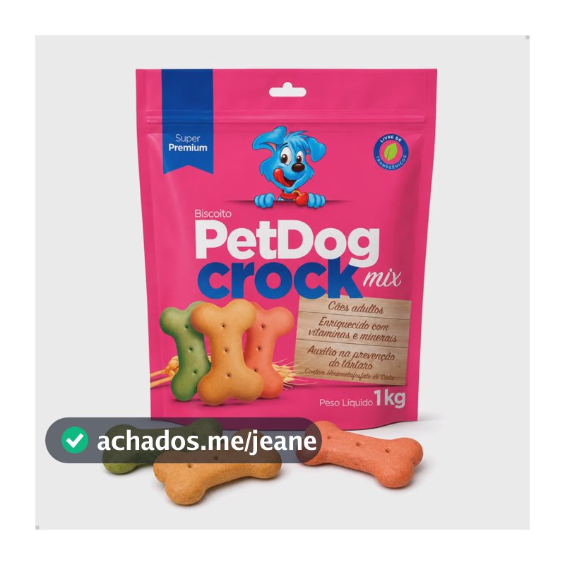 Biscoito Petisco P/ Cachorro Mix 1kg Petdog Crock Premium