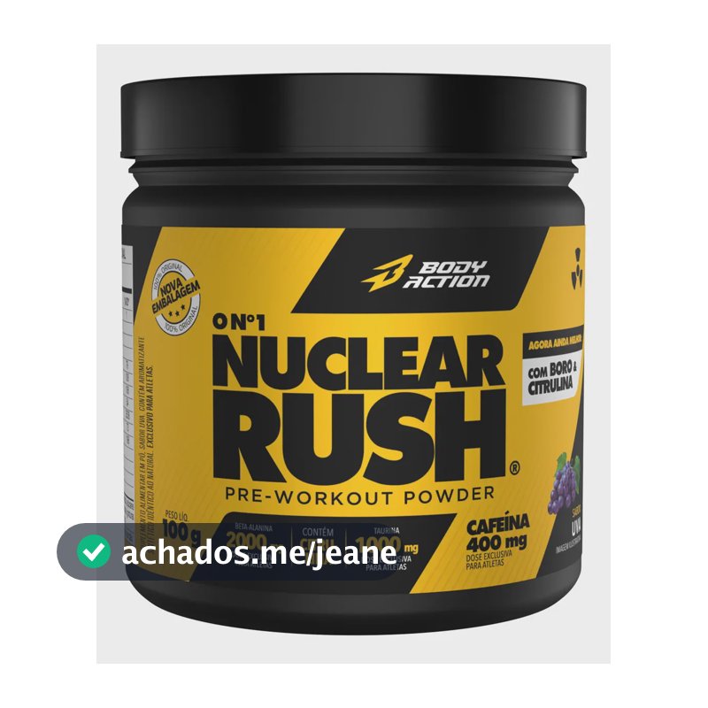 Nuclear Rush 2000mg Beta Alanina - Bodyaction Sabor Uva