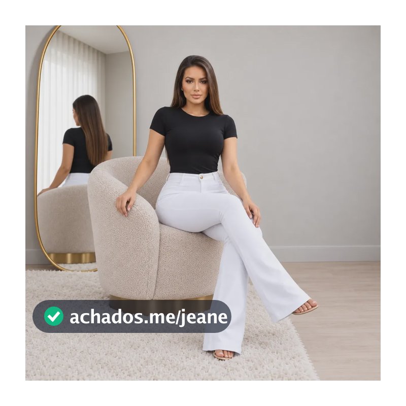 Calça Jeans Flare Branca Femininacintura Alta E Modelagem Branco 46