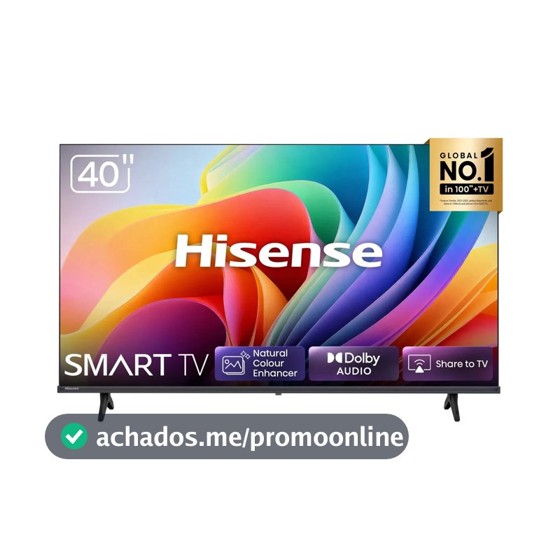 Smart TVHisense FHD 40" Polegadas 40A4NV com HDR10, DTS Virtual X, Compatibilidade Alexa