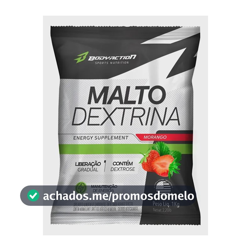 Maltodextrina 1kg Body Action Com Dextrose Sabor Morango Silvestre