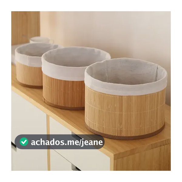 3 Cestos Organizadores Banheiro Bambu Vime Tolha Cosméticos Natural