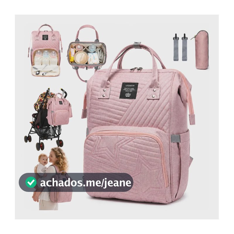 Bolsa Mochila Maternidade Lequeen Star Multifuncional Bebê Cor Rosa Bolsa Bebe Menina Bolsa Maternidade Grande 17L Mochila Maternidade Menina 4 X Bolsos Para Mamadeira