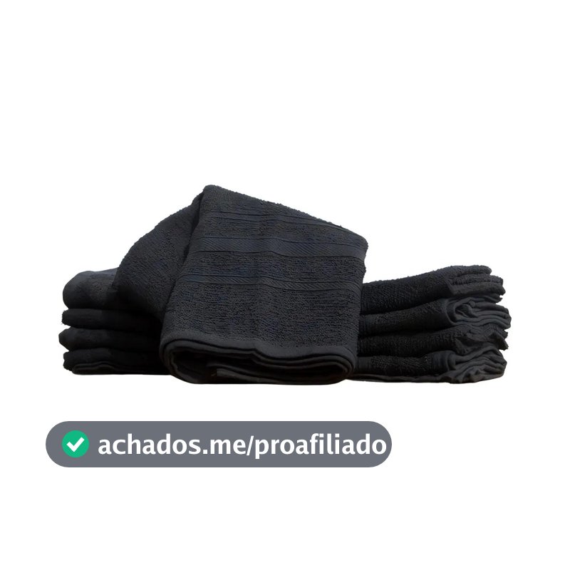 Kit 12 Toalhas De Rosto Salão De Beleza Simples Cor Preto Liso