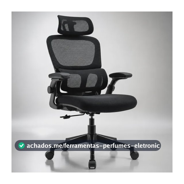 Cadeira Lombar Ergonômica Escritório Apoio Mesh Suporte Cor Preto Malha Nylon Pu