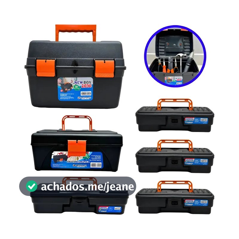 Kit 6 Maletas Ferramentas Caixas Reforçadas Grande Pequena Preto