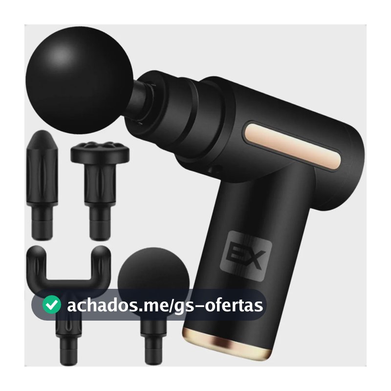 Pistola Massageadora Profissional com 6 Velocidades e 4 Cabeças para Corpo EX Decor